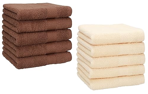 Betz 10 Stück Seiftücher Premium 100% Baumwolle Seiflappen-Set 30x30 cm Farbe nussbraun und beige von Betz