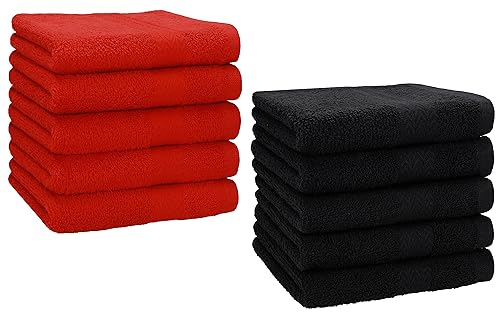 Betz 10 Stück Seiftücher Premium 100% Baumwolle Seiflappen Set 30x30 cm Farbe rot und schwarz von Betz