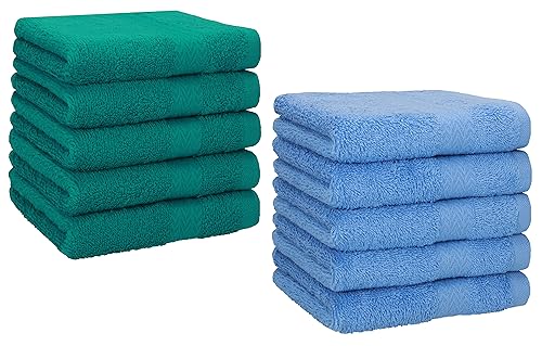 Betz 10 Stück Seiftücher Premium 100% Baumwolle Seiflappen Set 30x30 cm Farbe smaragdgrün und hellblau von Betz