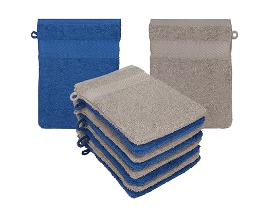 Betz 10 Stück Waschhandschuhe Frottee Waschhandschuh Palermo 100% Baumwolle Waschlappen Set Größe 16 x 21 cm Farbe blau-Stone von Betz