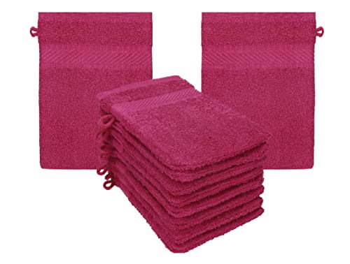 Betz 10 Stück Waschhandschuhe Frottee Waschhandschuh Palermo 100% Baumwolle Waschlappen Set Größe 16 x 21 cm (Cranberry) von Betz