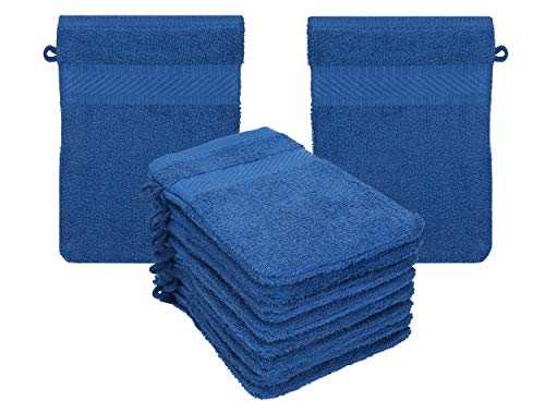 Betz 10 Stück Waschhandschuhe Frottee Waschhandschuh Palermo 100% Baumwolle Waschlappen Set Größe 16 x 21 cm Farbe blau von Betz