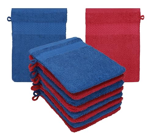 Betz 10 Stück Waschhandschuhe Frottee Waschhandschuh Palermo 100% Baumwolle Waschlappen Set Größe 16 x 21 cm Farbe Cranberry-blau von Betz