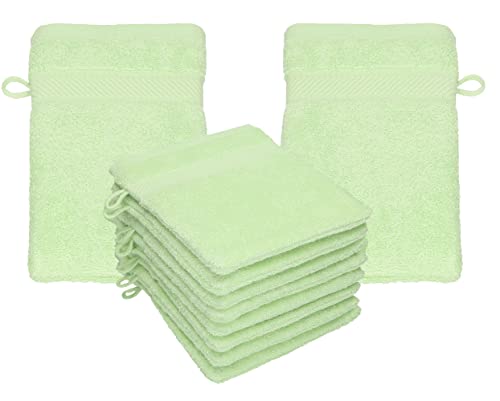 Betz 10 Stück Waschhandschuhe Frottee Waschhandschuh Palermo 100% Baumwolle Waschlappen Set Größe 16 x 21 cm Farbe grün von Betz