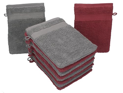 Betz 10 Stück Waschhandschuhe Premium 100% Baumwolle Waschlappen Set 16x21 cm Farbe dunkelrot und anthrazit Betz 10 Stück Waschhandschuhe Premium 100% Baumwolle Waschlappen Set 16x21 cm Farbe dunkelrot und anthrazit von Betz