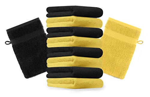 Betz 10 Stück Waschhandschuhe Premium 100% Baumwolle Waschlappen Set 16x21 cm Farbe gelb und schwarz Betz 10 Stück Waschhandschuhe Premium 100% Baumwolle Waschlappen Set 16x21 cm Farbe gelb und schwarz von Betz