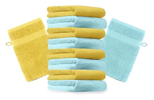 Betz 10 Stück Waschhandschuhe Premium 100% Baumwolle Waschlappen Set 16x21 cm Farbe gelb und türkis Betz 10 Stück Waschhandschuhe Premium 100% Baumwolle Waschlappen Set 16x21 cm Farbe gelb und türkis von Betz