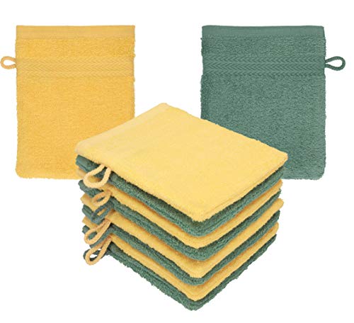Betz 10 Stück Waschhandschuhe Premium 100% Baumwolle Waschlappen Set 16x21 cm Farbe honiggelb - tannengrün Betz 10 Stück Waschhandschuhe Premium 100% Baumwolle Waschlappen Set 16x21 cm Farbe honiggelb - tannengrün von Betz