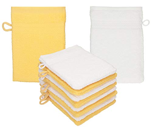Betz 10 Stück Waschhandschuhe Premium 100% Baumwolle Waschlappen Set 16x21 cm Farbe honiggelb - weiß Betz 10 Stück Waschhandschuhe Premium 100% Baumwolle Waschlappen Set 16x21 cm Farbe honiggelb - weiß von Betz