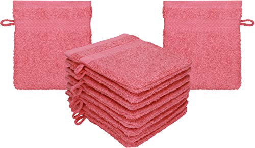 Betz Premium Waschandschuhe 10-teilig - Frottee Waschlappen Gesicht reinigen - aus 100% Baumwolle - Babywaschhandschuh - Himbeere von Betz