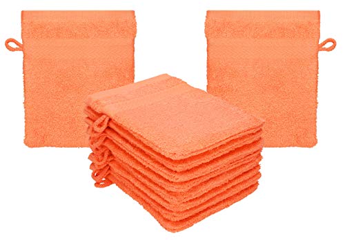 Betz Premium Waschandschuhe 10-teilig - Frottee Waschlappen Gesicht reinigen - aus 100% Baumwolle - Babywaschhandschuh - blutorange von Betz
