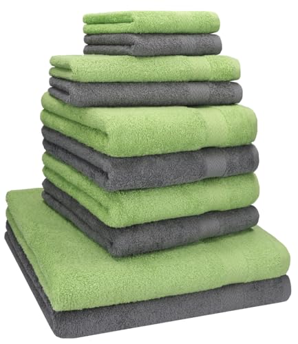 Betz 10-TLG. Handtuch-Set Classic 100% Baumwolle 2 Duschtücher 4 Handtücher 2 Gästetücher 2 Seiftücher Farbe apfelgrün und anthrazitgrau Betz 10-TLG. Handtuch-Set Classic 100% Baumwolle 2 Duschtücher 4 Handtücher 2 Gästetücher 2 Seiftücher Farbe apfelgrün und anthrazitgrau von Betz
