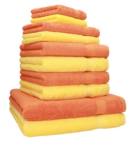 Betz 10-TLG. Handtuch-Set Classic 100% Baumwolle 2 Duschtücher 4 Handtücher 2 Gästetücher 2 Seiftücher Farbe orange und gelb von Betz