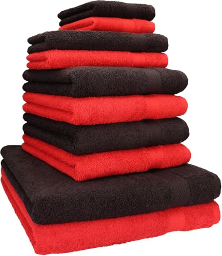 Betz 10-TLG. Handtuch-Set Classic 100% Baumwolle 2 Duschtücher 4 Handtücher 2 Gästetücher 2 Seiftücher Farbe rot und Dunkelbraun Betz 10-TLG. Handtuch-Set Classic 100% Baumwolle 2 Duschtücher 4 Handtücher 2 Gästetücher 2 Seiftücher Farbe rot und Dunkelbraun von Betz