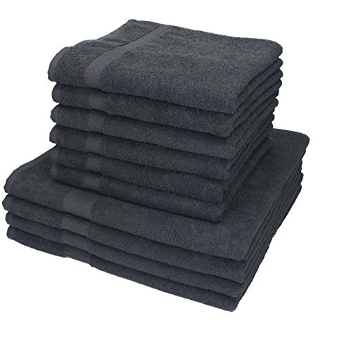 Betz 10-TLG. Handtuch-Set Palermo 100% Baumwolle 4 Duschtücher 6 Handtücher Farbe anthrazit von Betz