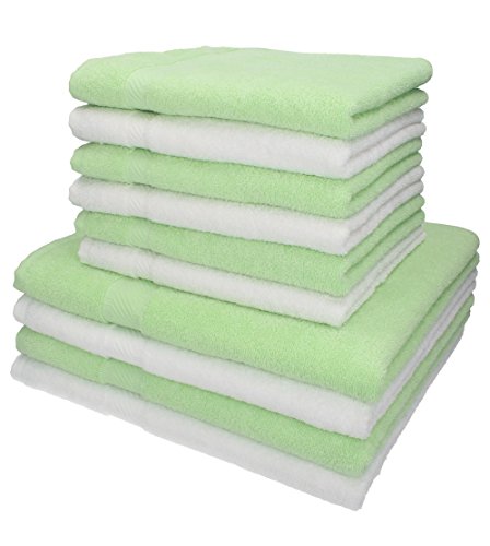 Betz 10-TLG. Handtuch-Set Palermo 100% Baumwolle 4 Duschtücher 6 Handtücher Farbe weiß und grün von Betz