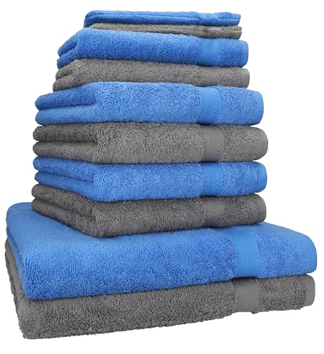 Betz 10-TLG. Handtuch-Set Premium 100% Baumwolle 2 Duschtücher 4 Handtücher 2 Gästetücher 2 Waschhandschuhe Farbe hellblau & anthrazit Betz 10-TLG. Handtuch-Set Premium 100% Baumwolle 2 Duschtücher 4 Handtücher 2 Gästetücher 2 Waschhandschuhe Farbe hellblau & anthrazit von Betz
