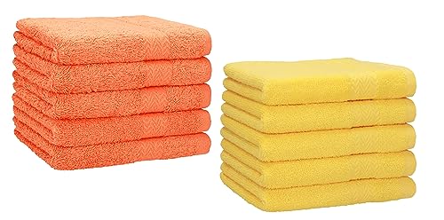 Betz 10 Stück Gästehandtücher Premium 100% Baumwolle Gästetuch-Set 30x50 cm Farbe orange und gelb von Betz