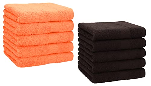 Betz 10 Stück Seiftücher Premium 100% Baumwolle Seiflappen Set 30x30 cm Farbe orange und Dunkelbraun von Betz