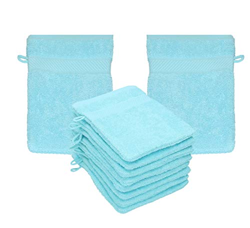 Betz 10 Stück Waschhandschuhe Frottee Waschhandschuh Palermo 100% Baumwolle Waschlappen Set Größe 16 x 21 cm Farbe türkis von Betz