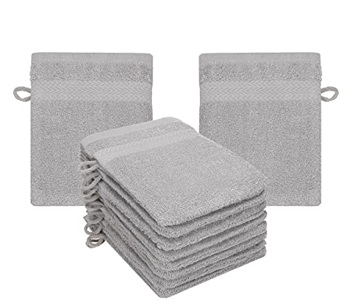 Betz Premium Waschandschuhe 10-teilig - Frottee Waschlappen Gesicht reinigen - aus 100% Baumwolle - Babywaschhandschuh - Silbergrau Betz Premium Waschandschuhe 10-teilig - Frottee Waschlappen Gesicht reinigen - aus 100% Baumwolle - Babywaschhandschuh - Silbergrau von Betz