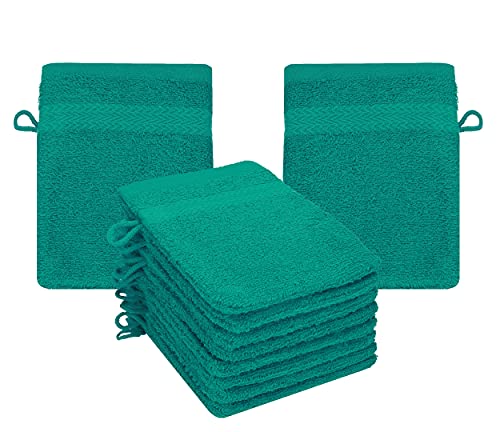 Betz 10er Pack Waschhandschuhe Waschlappen Größe 16x21 cm Kordelaufhänger 100% Baumwolle Premium Farbe smaragdgrün Betz 10er Pack Waschhandschuhe Waschlappen Größe 16x21 cm Kordelaufhänger 100% Baumwolle Premium Farbe smaragdgrün von Betz