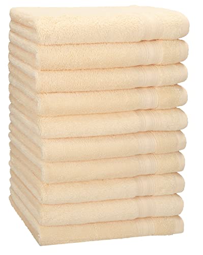 Betz 10er Set Gästehandtücher Gästetuch Gold 100% Baumwolle Qualität 600 g/m² Größe 30 x 50 cm Farbe beige von Betz