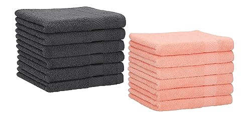 Betz 12 Stück Gästehandtücher Gästehandtuch Palermo 100% Baumwolle Größe 30x50 cm Handtuch Gästetücher Set Farbe anthrazit und apricot von Betz