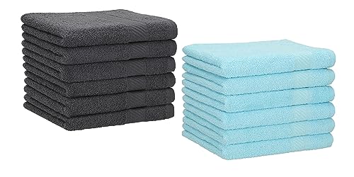 Betz 12 Stück Gästehandtücher Gästehandtuch Palermo 100% Baumwolle Größe 30x50 cm Handtuch Gästetücher Set Farbe anthrazit und türkis von Betz