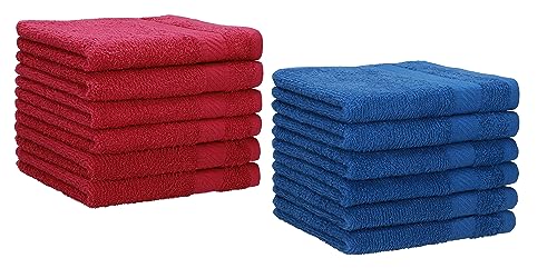 Betz 12 Stück Gästehandtücher Set Palermo Gästetuch 100% Baumwolle Größe 30x50 cm Farbe Cranberry - blau von Betz