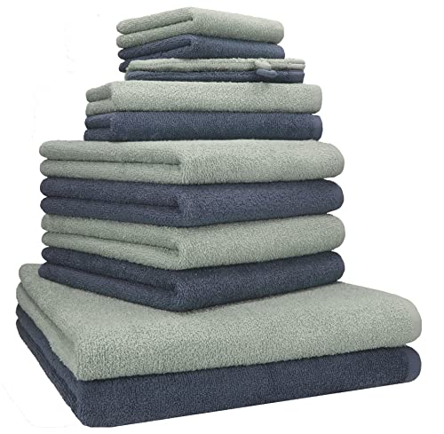 Betz 12 TLG. Handtuch Set Berlin 100% Baumwolle 2 Liegetücher 4 Handtücher 2 Gästetücher 2 Seiflappen 2 Waschhandschuhe Farbe Jade - dunkelgrau Betz 12 TLG. Handtuch Set Berlin 100% Baumwolle 2 Liegetücher 4 Handtücher 2 Gästetücher 2 Seiflappen 2 Waschhandschuhe Farbe Jade - dunkelgrau von Betz