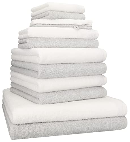 Betz 12 TLG. Handtuch Set Berlin 100% Baumwolle 2 Liegetücher 4 Handtücher 2 Gästetücher 2 Seiflappen 2 Waschhandschuhe Farbe Silbergrau - weiß Betz 12 TLG. Handtuch Set Berlin 100% Baumwolle 2 Liegetücher 4 Handtücher 2 Gästetücher 2 Seiflappen 2 Waschhandschuhe Farbe Silbergrau - weiß von Betz