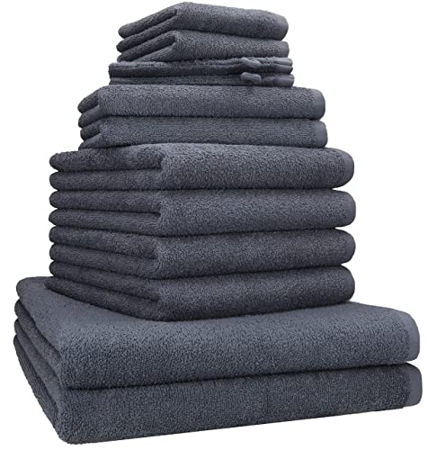 Betz 12 TLG. Handtuch Set Berlin 100% Baumwolle Liegetücher, Handtücher, Gästetücher, Seiftücher und Waschhandschuhe Farbe dunkelgrau Betz 12 TLG. Handtuch Set Berlin 100% Baumwolle Liegetücher, Handtücher, Gästetücher, Seiftücher und Waschhandschuhe Farbe dunkelgrau von Betz
