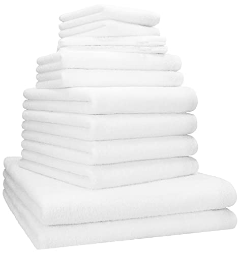 Betz 12 TLG. Handtuch Set Berlin 100% Baumwolle Liegetücher, Handtücher, Gästetücher, Seiftücher und Waschhandschuhe Farbe Weiß von Betz