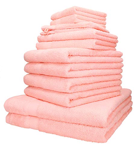 Betz 12-TLG. Handtuch-Set Palermo 100% Baumwolle 2 Liegetücher 4 Handtücher 2 Gästetücher 2 Seiftücher 2 Waschhandschuhe Farbe apricot von Betz