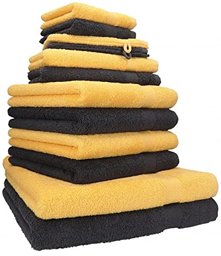 Betz 12-TLG. Handtuch Set Premium 100% Baumwolle 2 Duschtücher 4 Handtücher 2 Gästetücher 2 Seiftücher 2 Waschhandschuhe Farbe honiggelb/Graphit Betz 12-TLG. Handtuch Set Premium 100% Baumwolle 2 Duschtücher 4 Handtücher 2 Gästetücher 2 Seiftücher 2 Waschhandschuhe Farbe honiggelb/Graphit von Betz