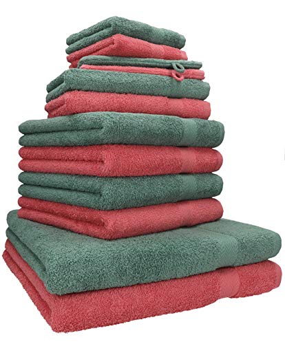 Betz 12-TLG. Handtuch Set Premium 100% Baumwolle 2 Duschtücher 4 Handtücher 2 Gästetücher 2 Seiftücher 2 Waschhandschuhe Himbeere/tannengrün Betz 12-TLG. Handtuch Set Premium 100% Baumwolle 2 Duschtücher 4 Handtücher 2 Gästetücher 2 Seiftücher 2 Waschhandschuhe Himbeere/tannengrün von Betz