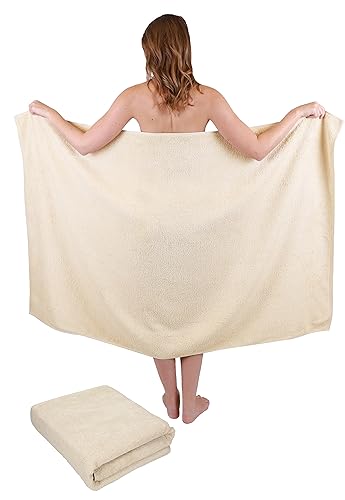 Betz 2 Stück Badetuch groß XXL Größe 100 x 160 cm Badetücher Saunatuch Set DRESDEN 100% Baumwolle Farbe sand von Betz