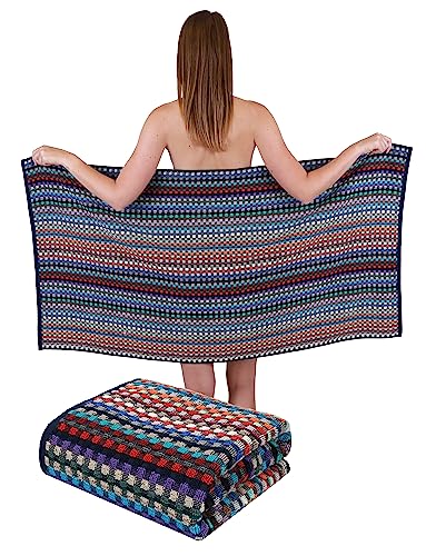 Betz 2 Stück Badetücher XXL Duschtücher Saunatuch Badetuch 100% Baumwolle Duschtuch Karo BUNT Größe 70 x 140 cm von Betz