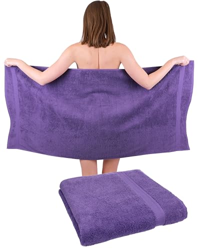 Betz 2 Stück Duschtücher Duschtuch Set Größe 70x140 cm Duschhandtuch Badetuch Strandtuch Handtuch Premium 100% Baumwolle Farbe lila von Betz