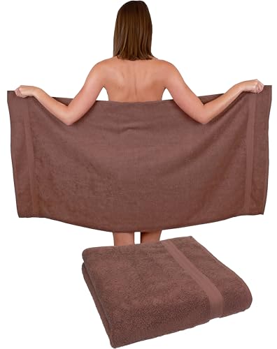 Betz 2 Stück Duschtücher Duschtuch Set Größe 70x140 cm Duschhandtuch Badetuch Strandtuch Handtuch Premium 100% Baumwolle Farbe nuss von Betz