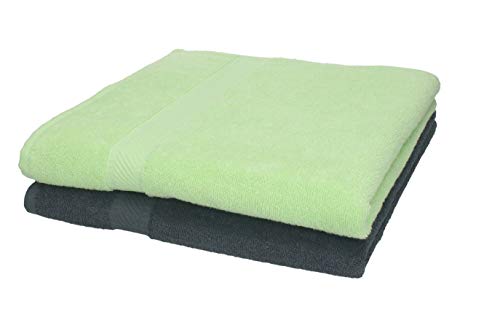 Betz 2 Stück Duschtücher Set Duschtuch Duschhandtuch Strandlaken Badetuch Palermo 100% Baumwolle Größe 70 x 140 cm Farbe anthrazit und grün von Betz