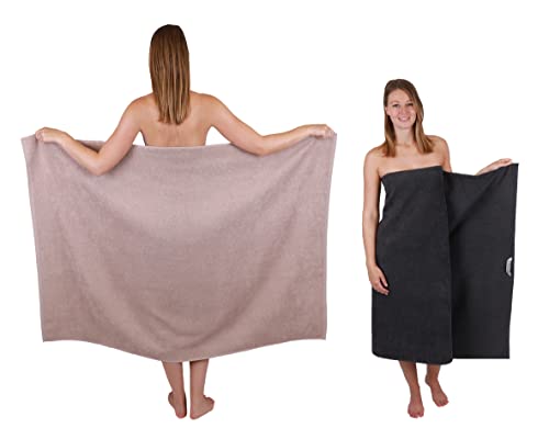 Betz 2 Stück Maxi Duschtücher XXL Badetuch Duschtuch Größe 100x150cm Berlin Farbe Cappuccino/Graphit von Betz