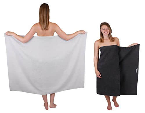 Betz 2 Stück Maxi Duschtücher XXL Badetuch Duschtuch Größe 100x150cm Berlin Farbe Silbergrau/Graphit von Betz