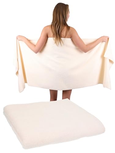 Betz 2 Stück Saunatuch XXL Badetuch Liegetuch Strandlaken Saunahandtuch Premium Frottee 100% Baumwolle Größe 70 x 200 cm Farbe beige von Betz