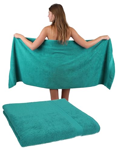 Betz 2 Stück Saunatuch XXL Badetuch Liegetuch Strandlaken Saunahandtuch Premium Frottee 100% Baumwolle Größe 70 x 200 cm Farbe smaragdgrün von Betz