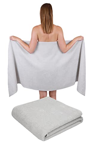 Betz 2 Stück Saunatuch Saunatücher Set Berlin Größe 70x200 cm XXL Sauna Handtuch Weich Groß Frottee Badetuch 100% Baumwolle Farbe Silbergrau von Betz