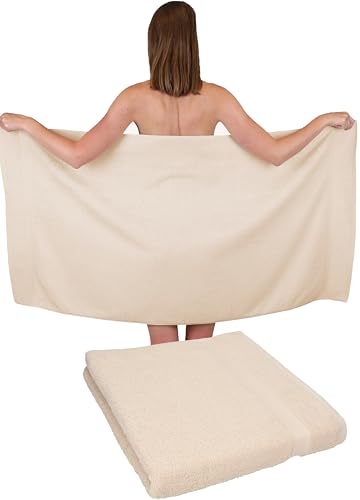 Betz 2 Stück Duschtücher Duschtuch Set Größe 70x140 cm Duschhandtuch Badetuch Strandtuch Handtuch Premium 100% Baumwolle Farbe Sand von Betz
