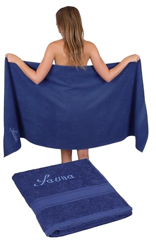 Betz 2 Stück Saunatücher Saunatuch Set Größe 80x200 cm XXL Sauna Handtuch Weich Groß Frottee France 100% Baumwolle Farbe: Marine von Betz