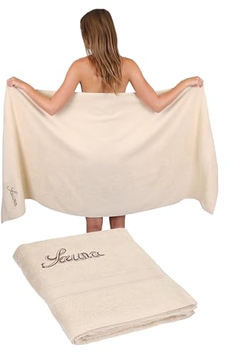 Betz 2 Stück Saunatücher Saunatuch Set Größe 80x200 cm XXL Sauna Handtuch Weich Groß Frottee France 100% Baumwolle Farbe: beige von Betz